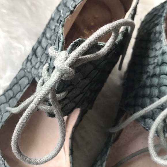 All Black Scale Lace Up Wedges - Picture 4 of 8